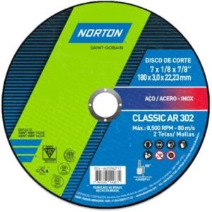 DISCO DE CORTE P/ AÇO E FERRO NORTON CLASSIC AR 302 7 x 1/8 x 7/8"