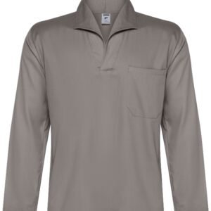 CAMISA BRIM PESADO CINZA MANGA LONGA GOLA ITALIANA C/ BOLSO