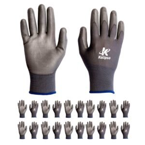 Kit 12 Luvas Nylon PU Preta Sensibilidade Tatil