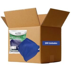 Máscara Pff2 Descartável Sem Válvula Azul Caixa Com 100 Un
