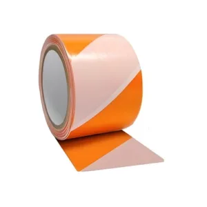 Fita Zebrada Laranja/Branca Rolo c/ 200mt