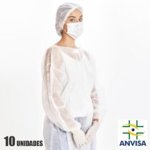AVENTAL TNT MANGA LONGA C/ TIRAS 40GR C/ 10 UND ANVISA