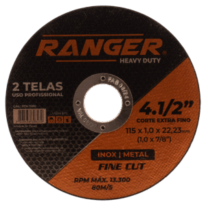 DISCO DE CORTE INOX 115x1x22,23MM (4.1/2" x 1.0 x 7/8") - PCT C/ 10 - RANGER