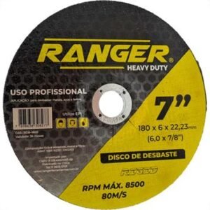 DISCO DE DESBASTE 180x6x22,23MM (7" x 6 x 7/8") PCT C/ 5 - RANGER