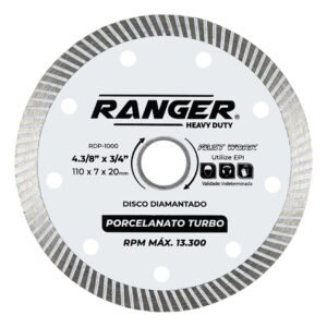DISCO DIAMANTADO PORCELANATO TURBO 110MM x 7x 20MM (4.3/8" x 7/8") - RANGER