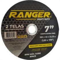 DISCO DE CORTE INOX 180x1.6x22,23MM (7" x  1.60 x 7/8") - PCT C/ 10 - RANGER